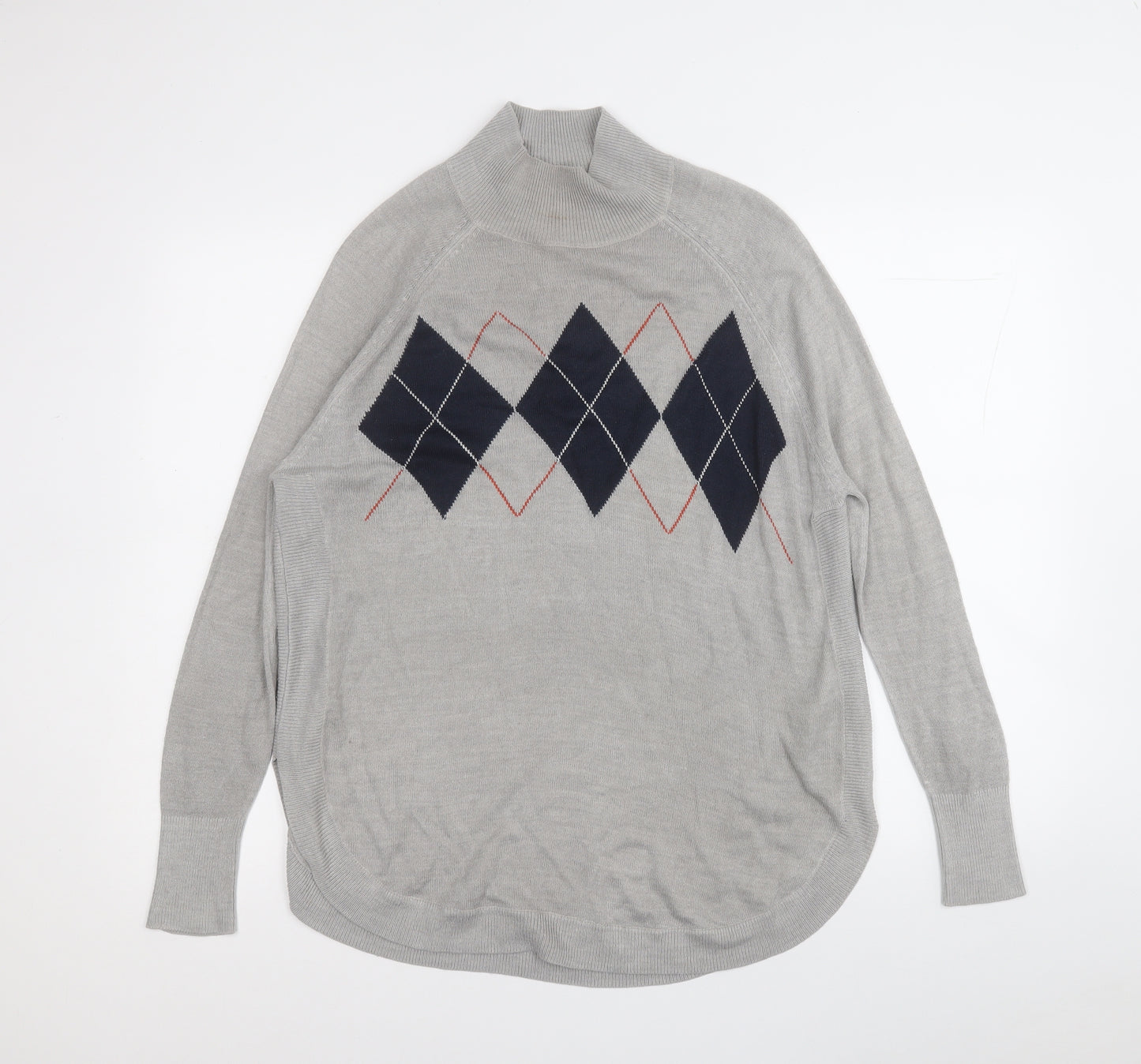 Marks and Spencer Mens Grey Mock Neck  Acrylic Pullover Jumper Size S