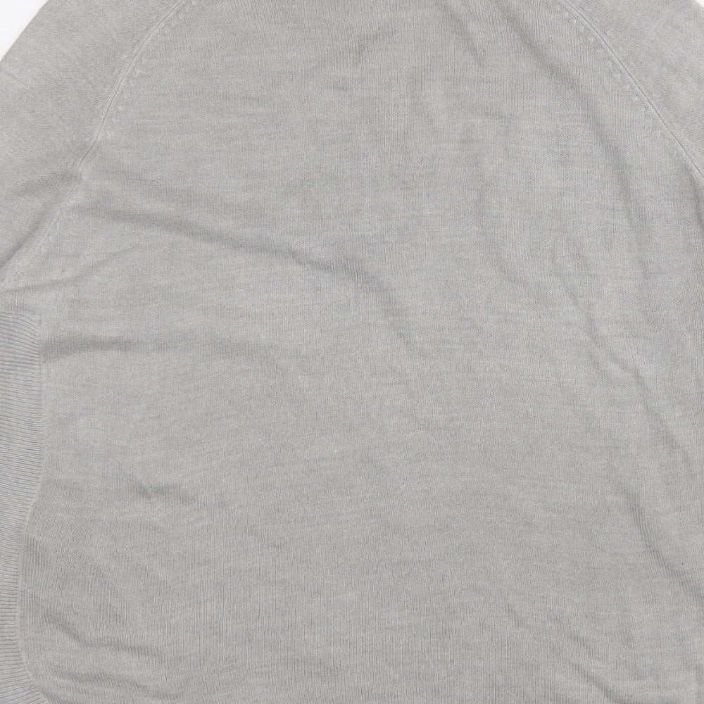 Marks and Spencer Mens Grey Mock Neck  Acrylic Pullover Jumper Size S