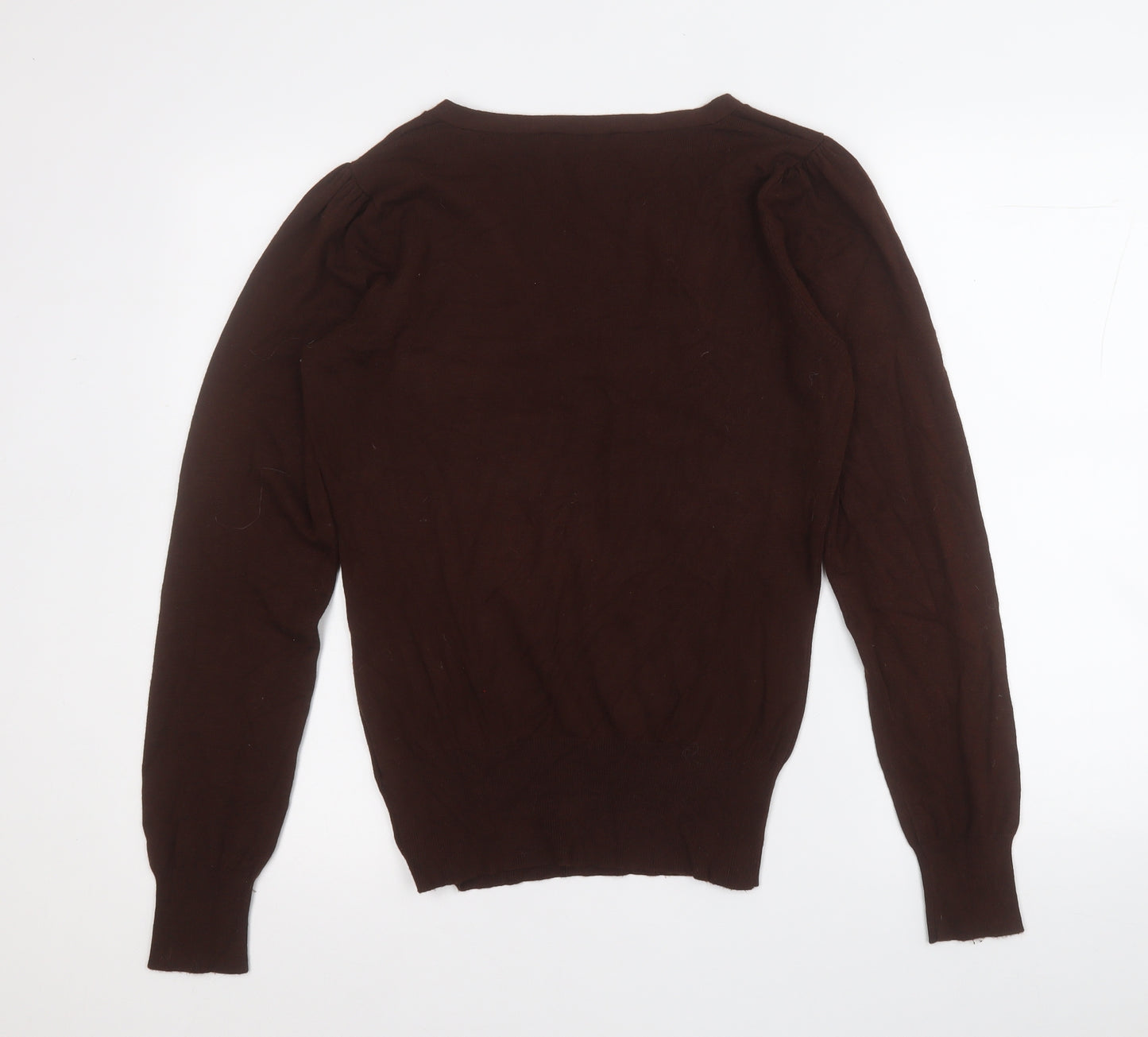 Dorothy Perkins Womens Brown V-Neck  Viscose Pullover Jumper Size 14