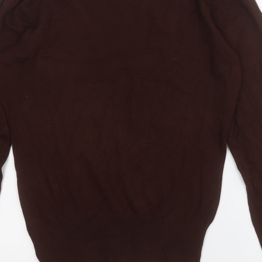Dorothy Perkins Womens Brown V-Neck  Viscose Pullover Jumper Size 14