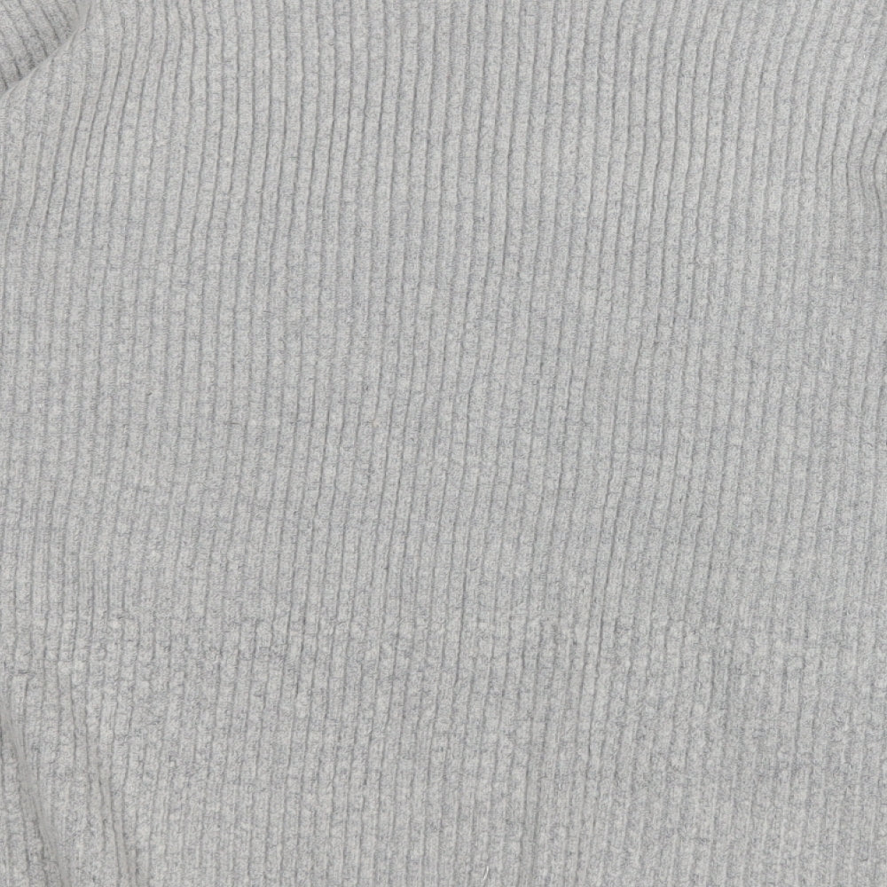 Principles Womens Grey Round Neck Striped Acrylic Pullover Jumper Size 18