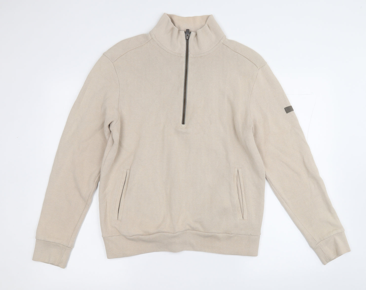 Ben Sherman Mens Beige  Cotton Pullover Sweatshirt Size M