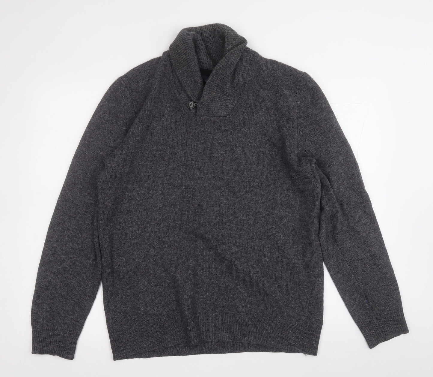 NEXT Mens Grey Collared  Wool Pullover Jumper Size M