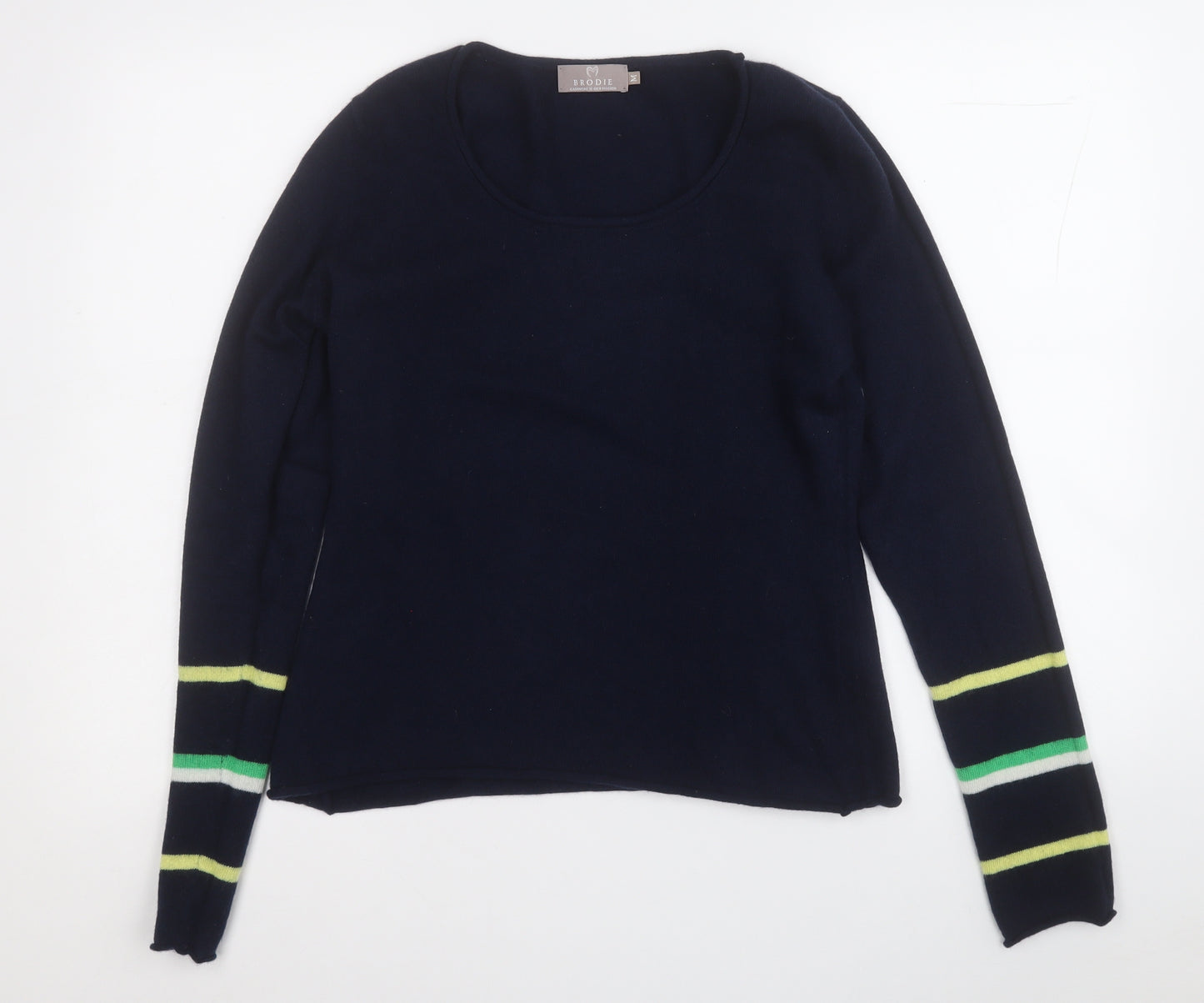 brodie Womens Blue Round Neck  Cashmere Pullover Jumper Size M