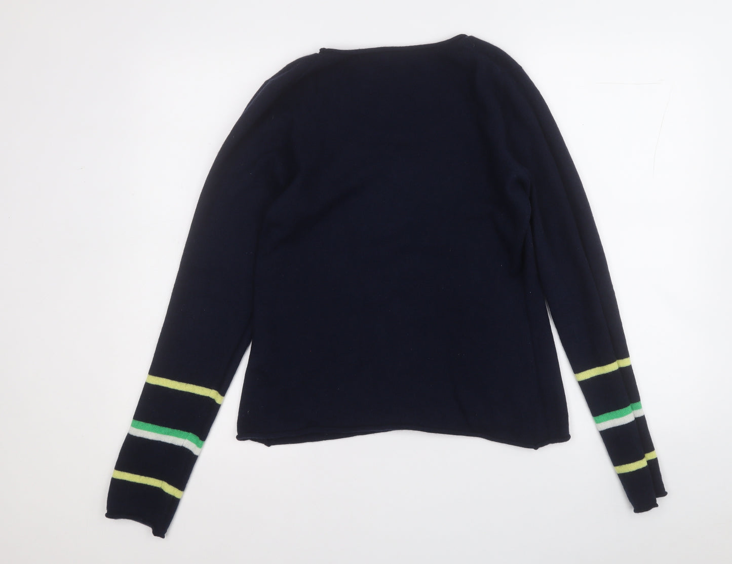 brodie Womens Blue Round Neck  Cashmere Pullover Jumper Size M