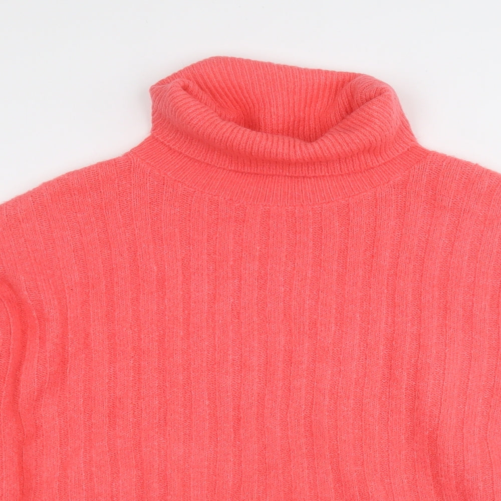 George Womens Pink Roll Neck  Acrylic Pullover Jumper Size M