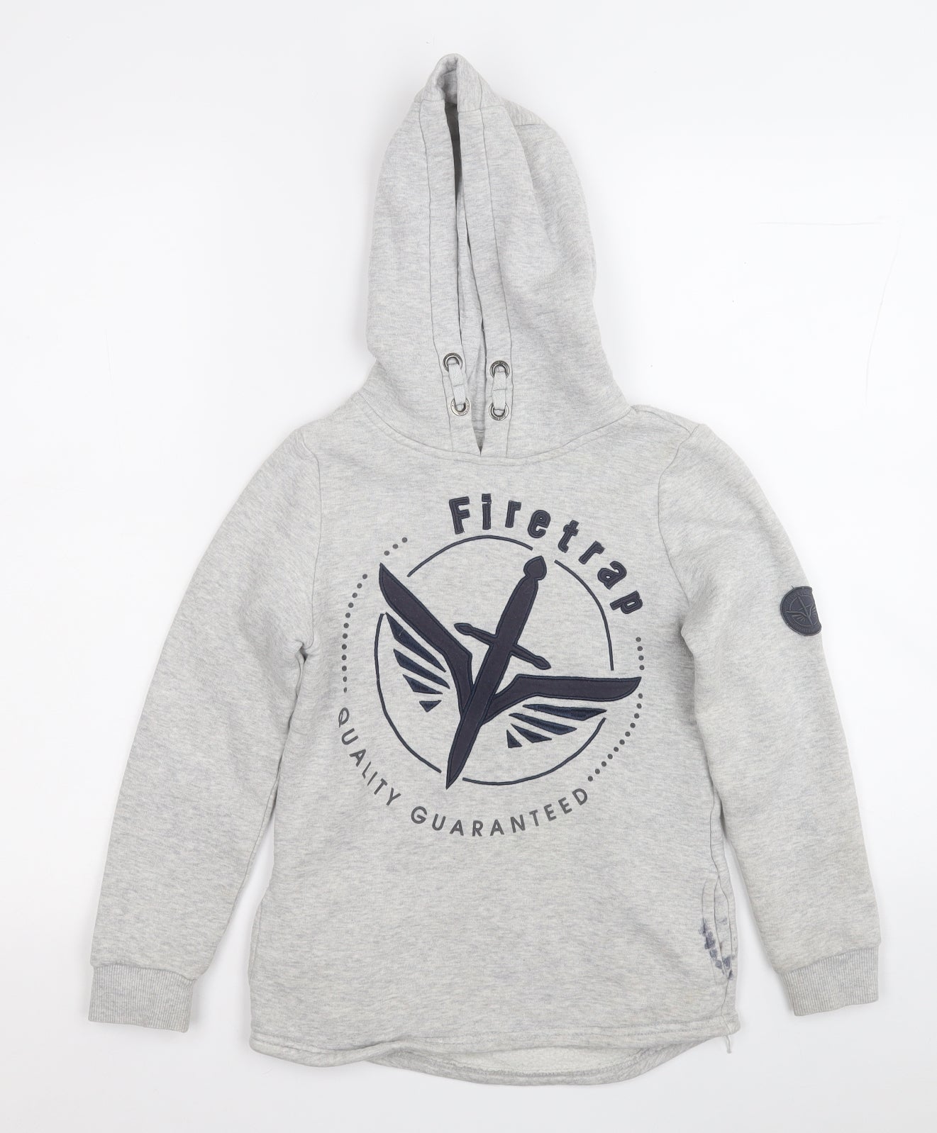Firetrap Boys Grey  Cotton Pullover Hoodie Size 7-8 Years