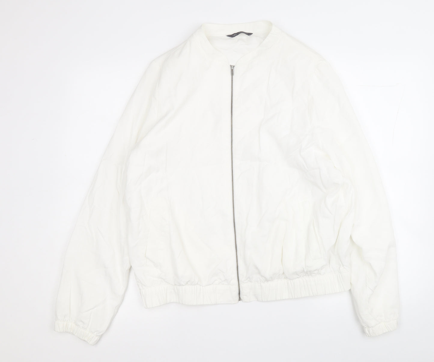 Marks and Spencer Womens White   Bomber Jacket Coat Size 14