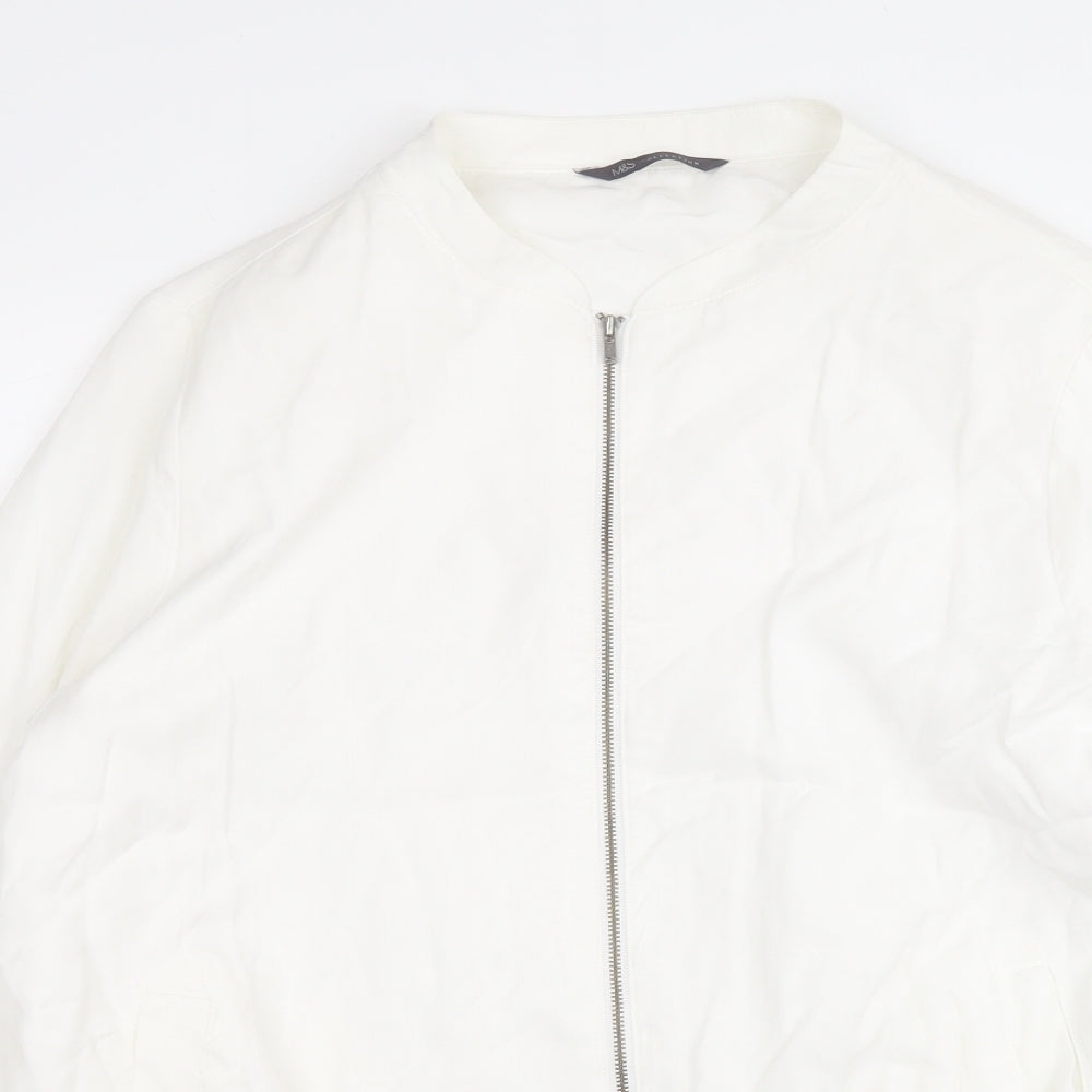 Marks and Spencer Womens White   Bomber Jacket Coat Size 14