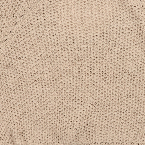 Vogue Womens Beige Round Neck  Acrylic Cardigan Jumper Size L