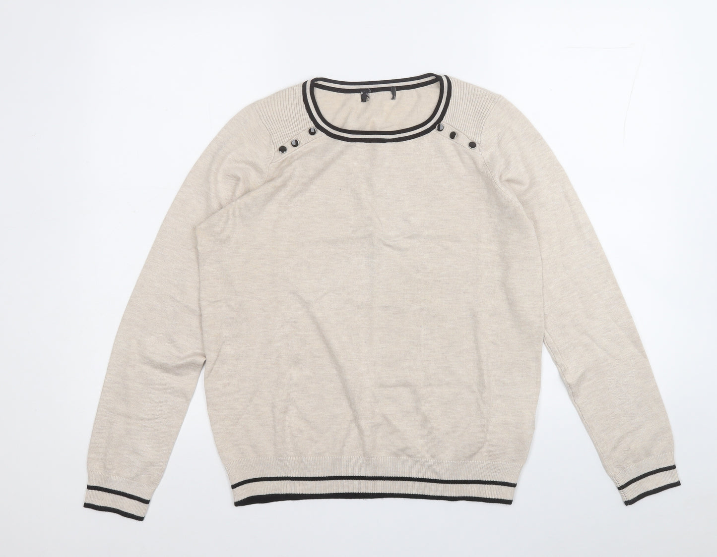 Debenhams Womens Beige Round Neck  Viscose Pullover Jumper Size 14