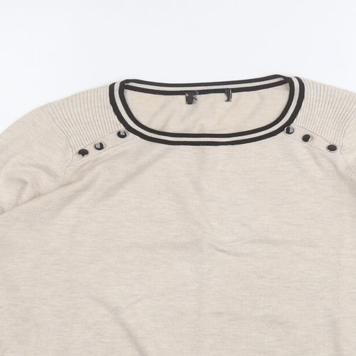 Debenhams Womens Beige Round Neck  Viscose Pullover Jumper Size 14