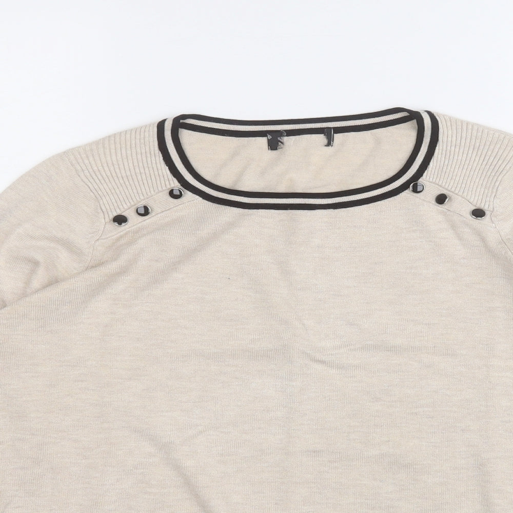 Debenhams Womens Beige Round Neck  Viscose Pullover Jumper Size 14