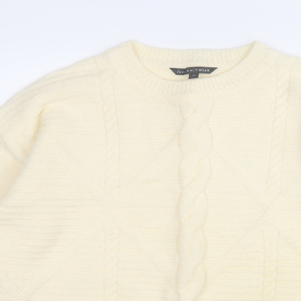 Bonmarché Womens Yellow Round Neck  Acrylic Pullover Jumper Size 16