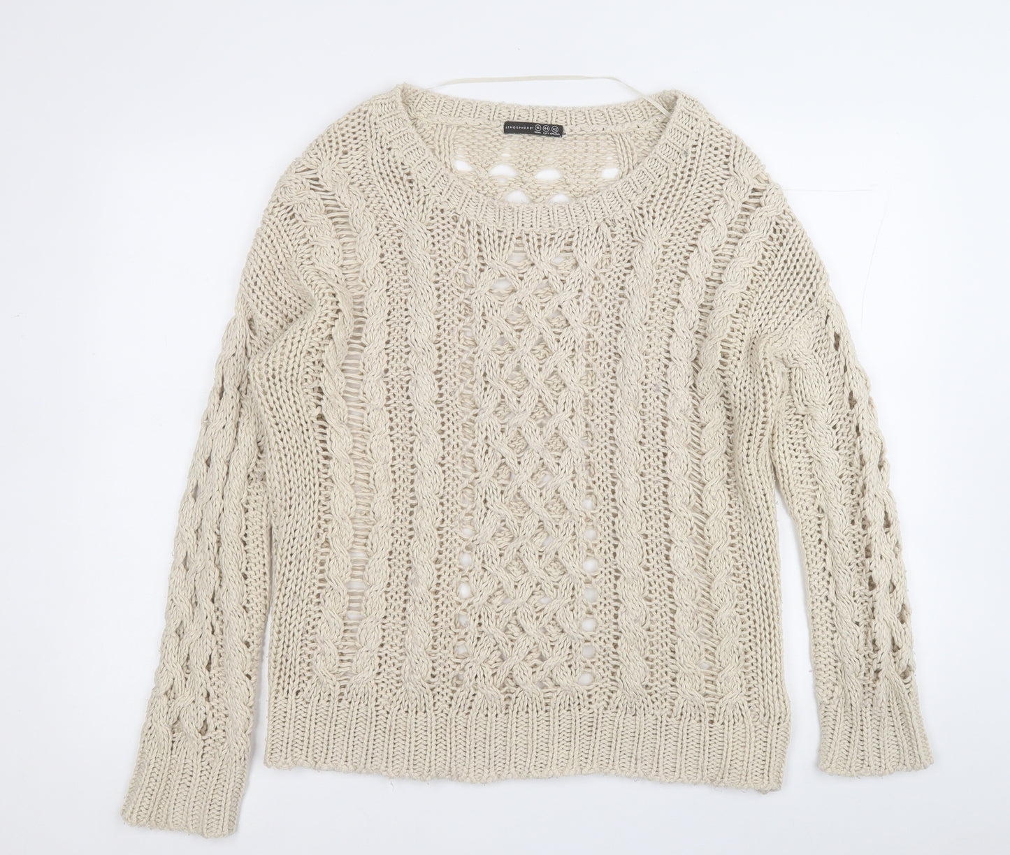 Atmosphere Womens Beige Round Neck  Acrylic Pullover Jumper Size 16