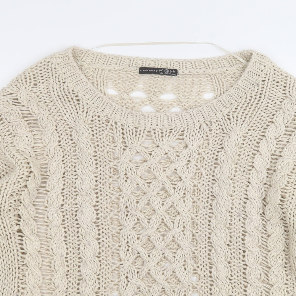 Atmosphere Womens Beige Round Neck  Acrylic Pullover Jumper Size 16