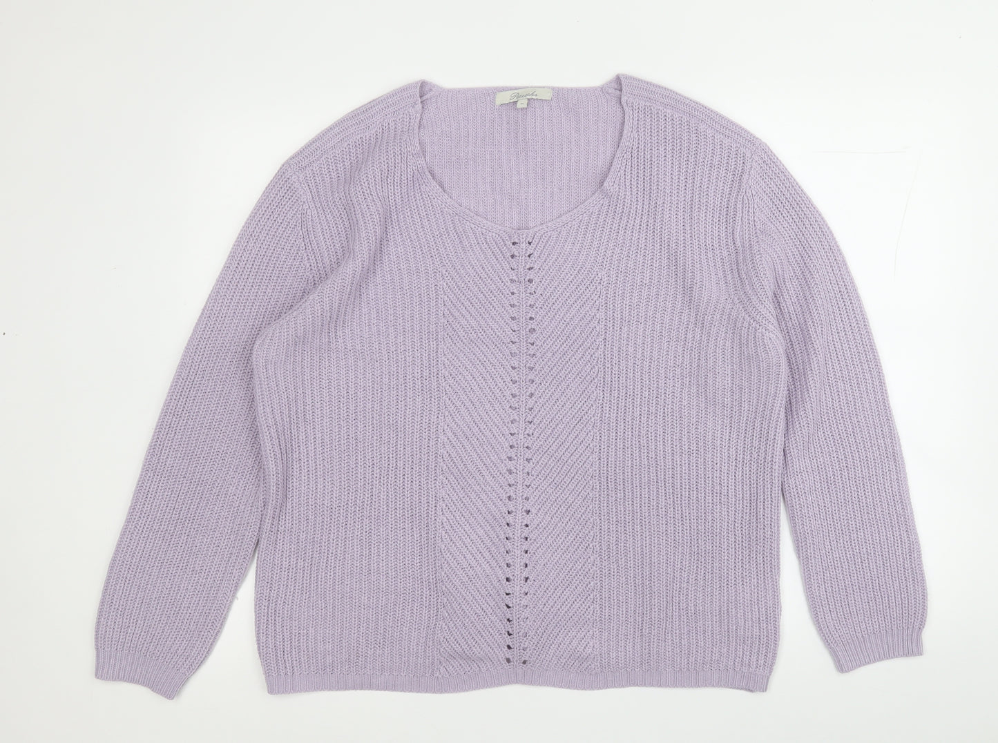 Peacocks Womens Purple Round Neck  Acrylic Pullover Jumper Size M