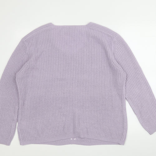 Peacocks Womens Purple Round Neck  Acrylic Pullover Jumper Size M