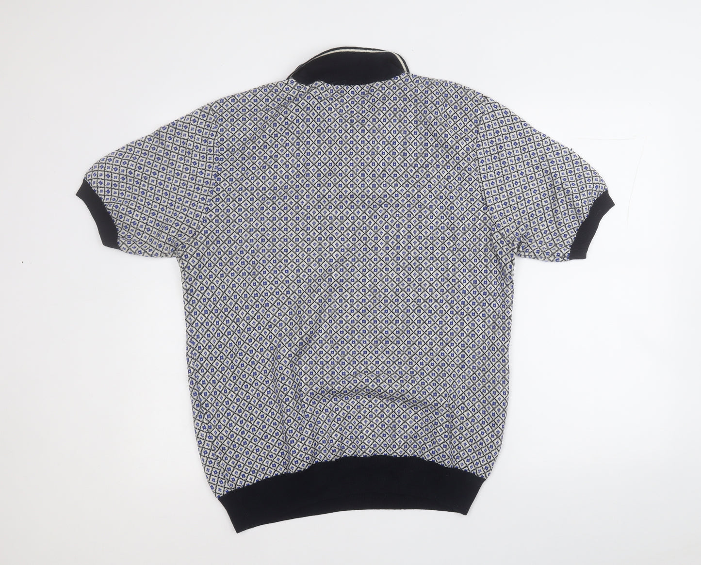 NEXT Mens Blue Geometric Cotton  Polo Size L Collared