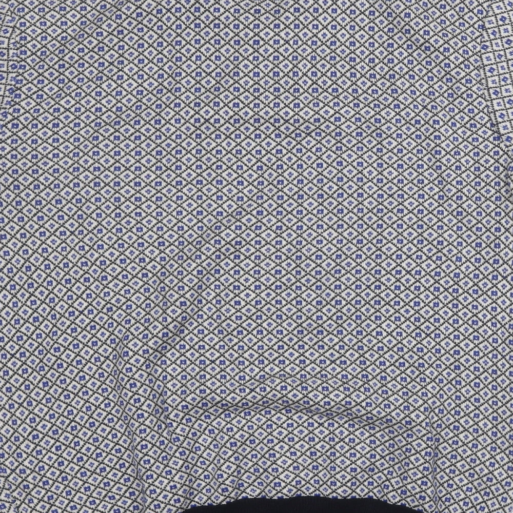 NEXT Mens Blue Geometric Cotton  Polo Size L Collared
