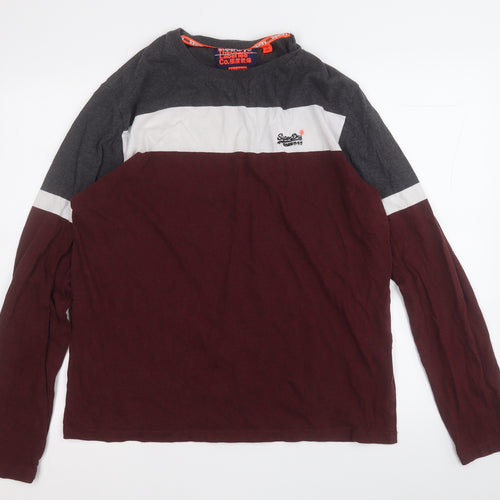 Superdry Mens Multicoloured Colourblock Cotton  T-Shirt Size 2XL Round Neck