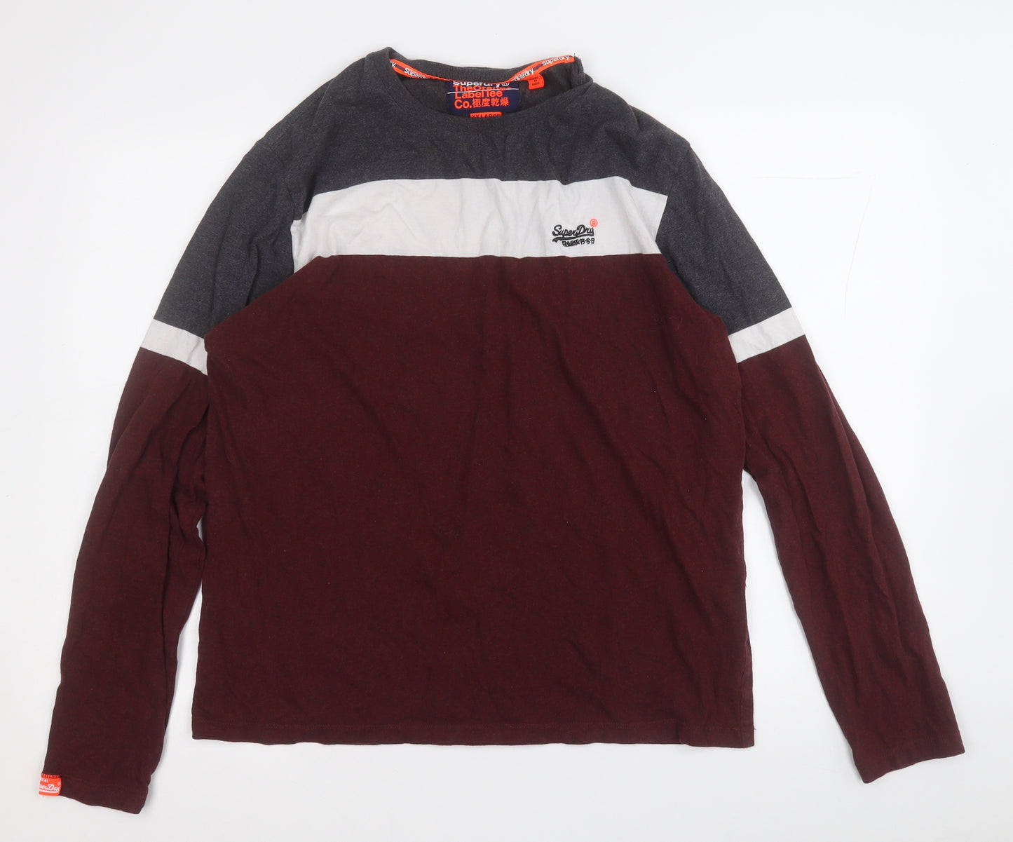 Superdry Mens Multicoloured Colourblock Cotton  T-Shirt Size 2XL Round Neck