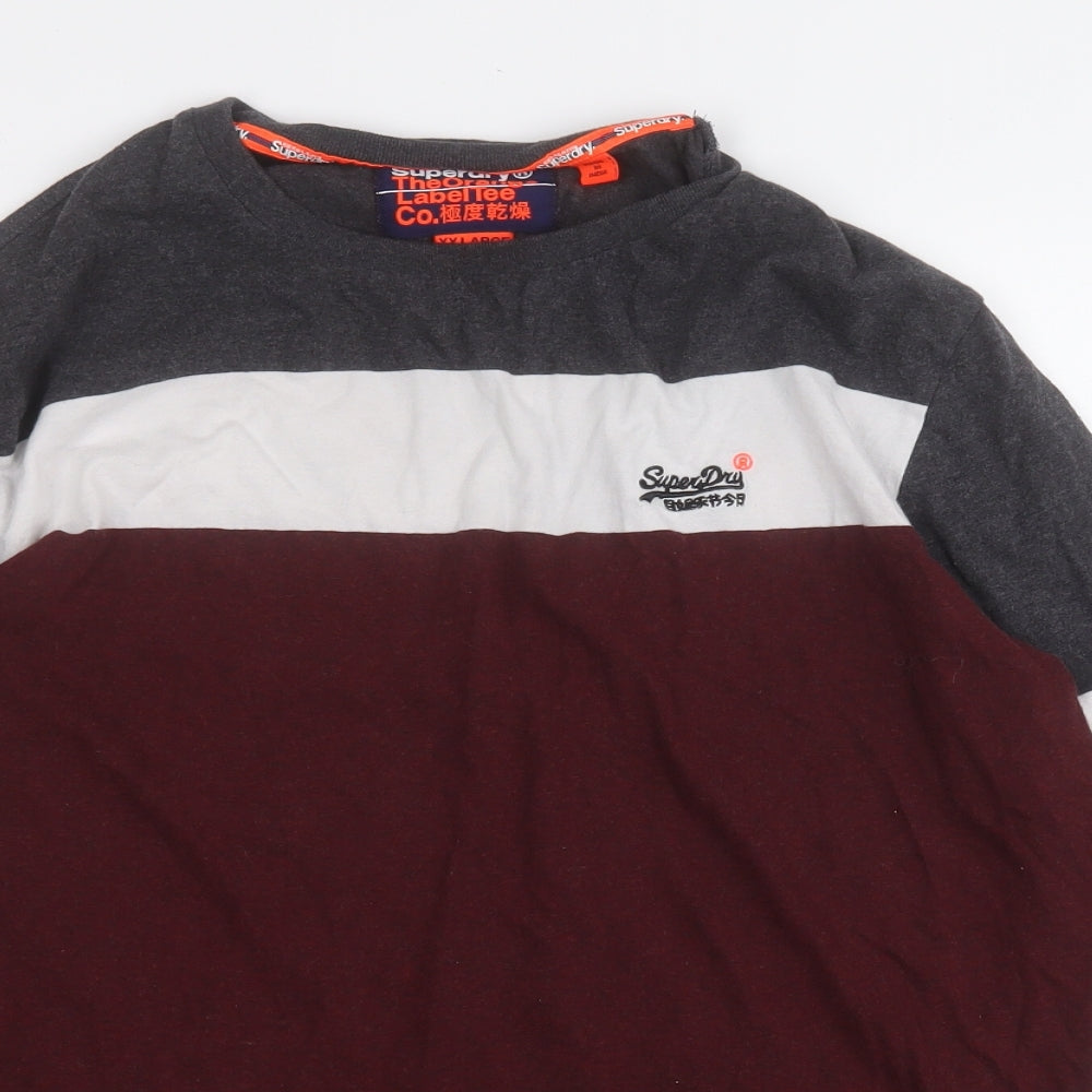 Superdry Mens Multicoloured Colourblock Cotton  T-Shirt Size 2XL Round Neck