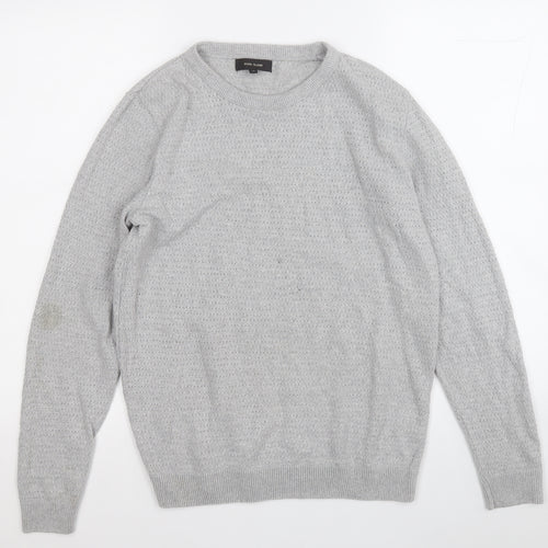 River Island Mens Grey Round Neck  Acrylic Pullover Jumper Size M