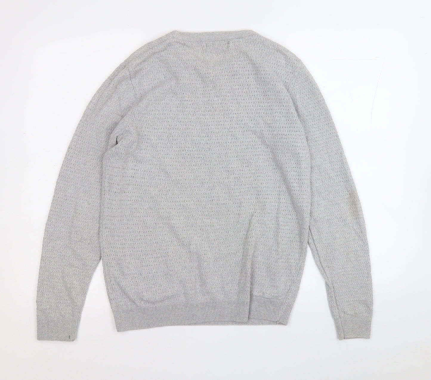 River Island Mens Grey Round Neck  Acrylic Pullover Jumper Size M