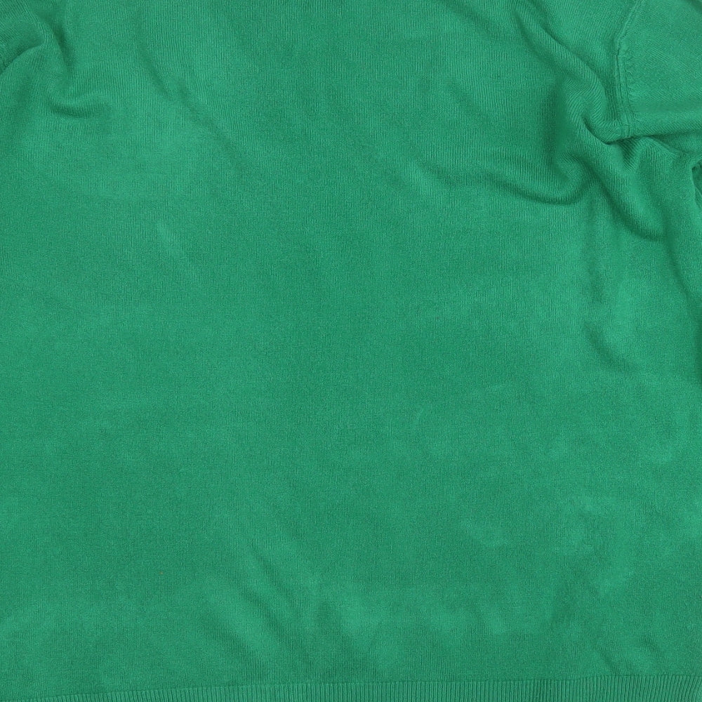 George Womens Green V-Neck  Acrylic Pullover Jumper Size L