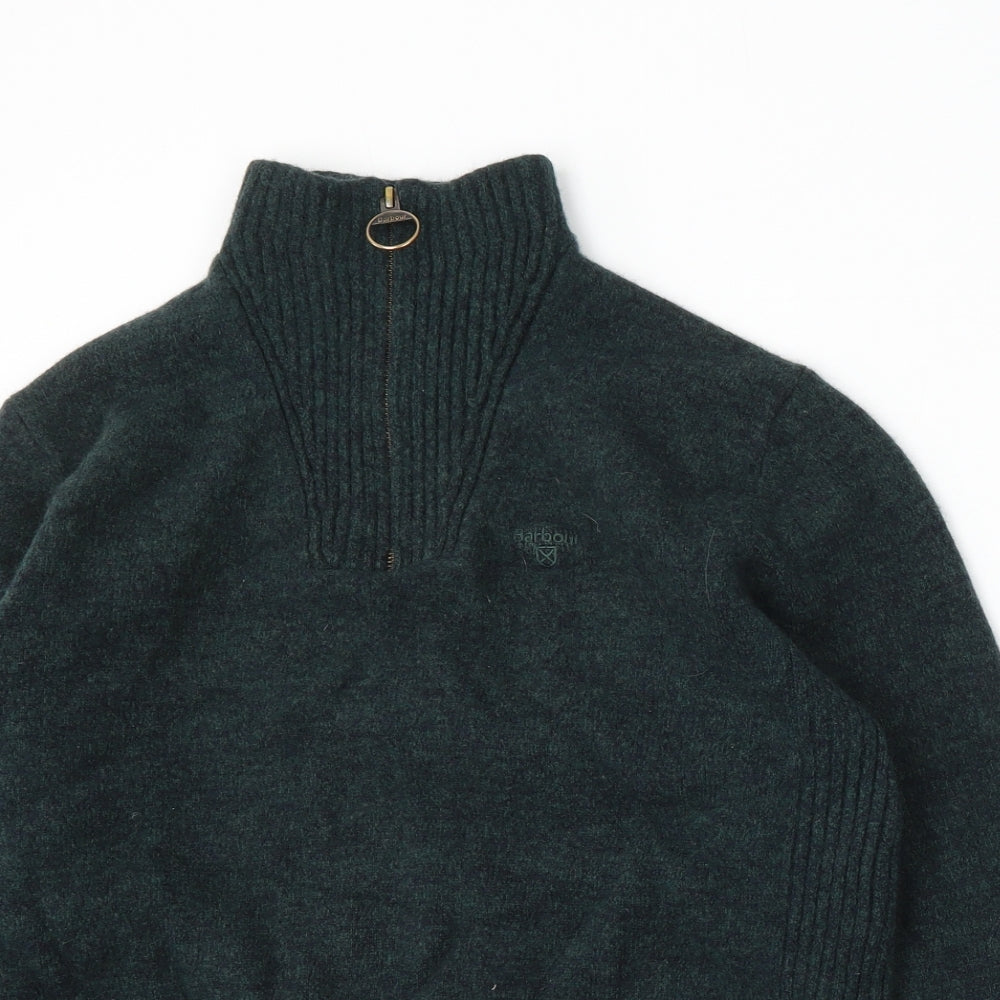 Barbour Mens Green Mock Neck  Wool Pullover Jumper Size L