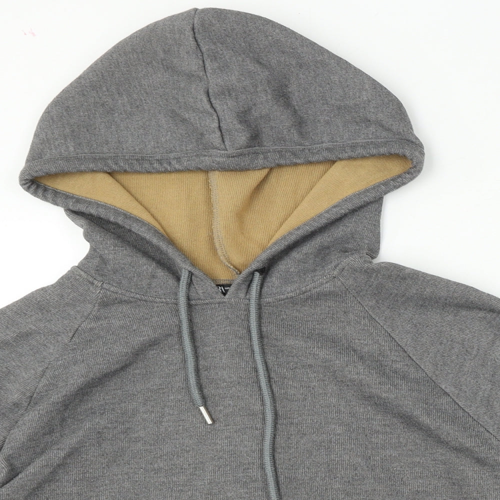 Zara Womens Grey  Polyester Pullover Hoodie Size M   - Cropped