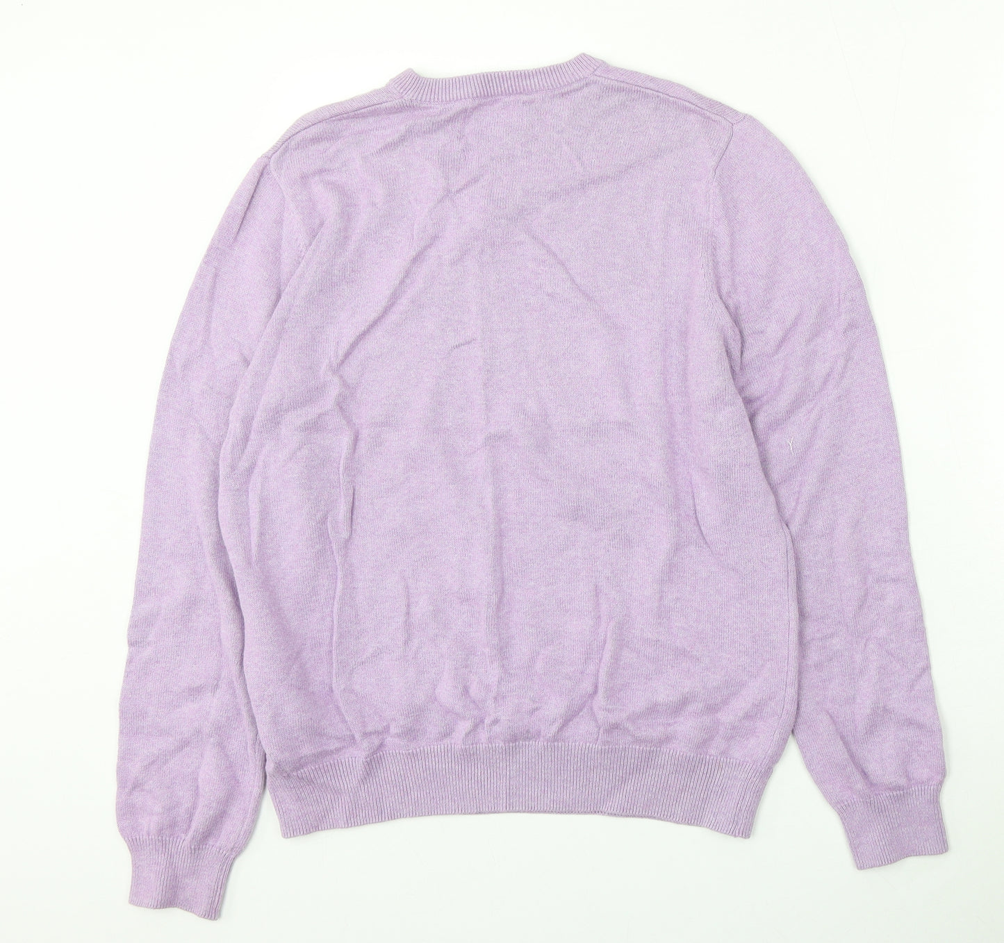 Marks and Spencer Womens Purple V-Neck  Cotton Pullover Jumper Size M