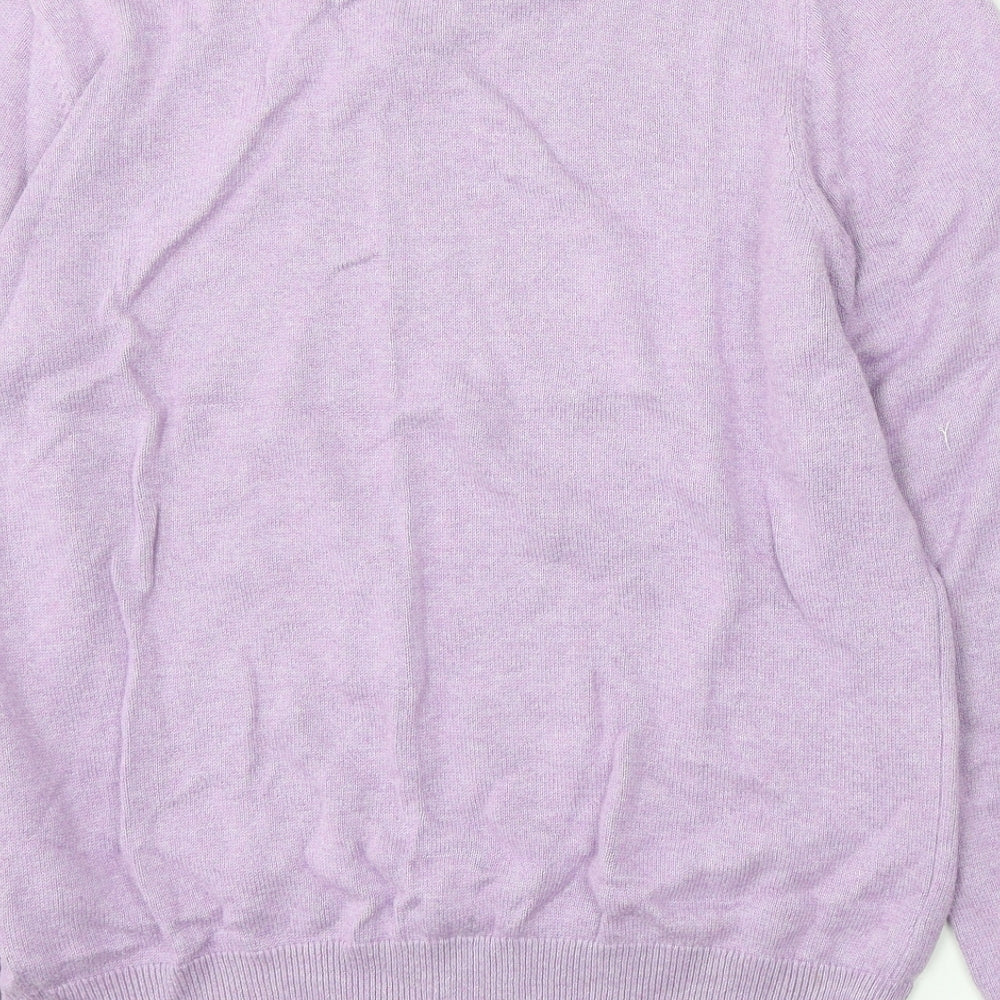 Marks and Spencer Womens Purple V-Neck  Cotton Pullover Jumper Size M