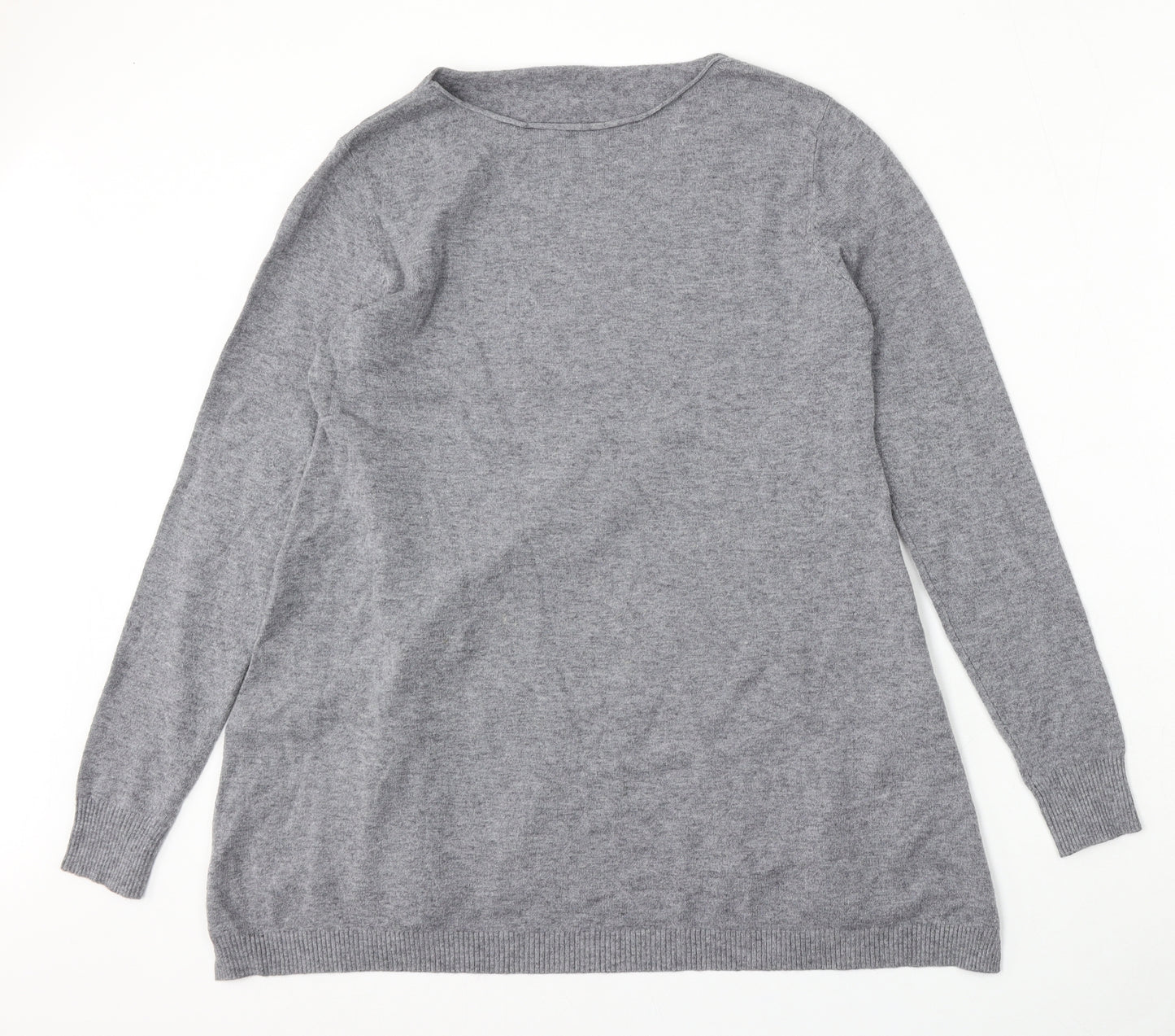 Preworn Womens Grey Round Neck  Viscose Pullover Jumper Size 12