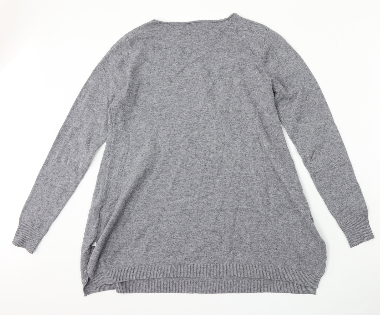 Preworn Womens Grey Round Neck  Viscose Pullover Jumper Size 12