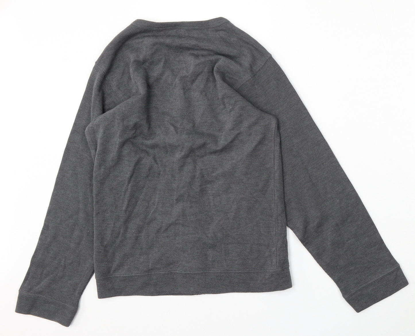 Preworn Girls Grey V-Neck  Cotton Cardigan Jumper Size 12-13 Years