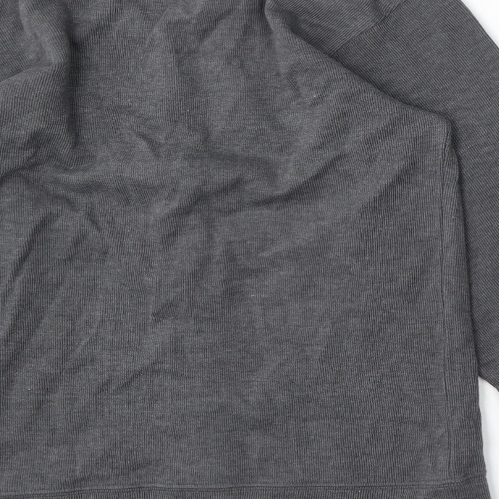 Preworn Girls Grey V-Neck  Cotton Cardigan Jumper Size 12-13 Years