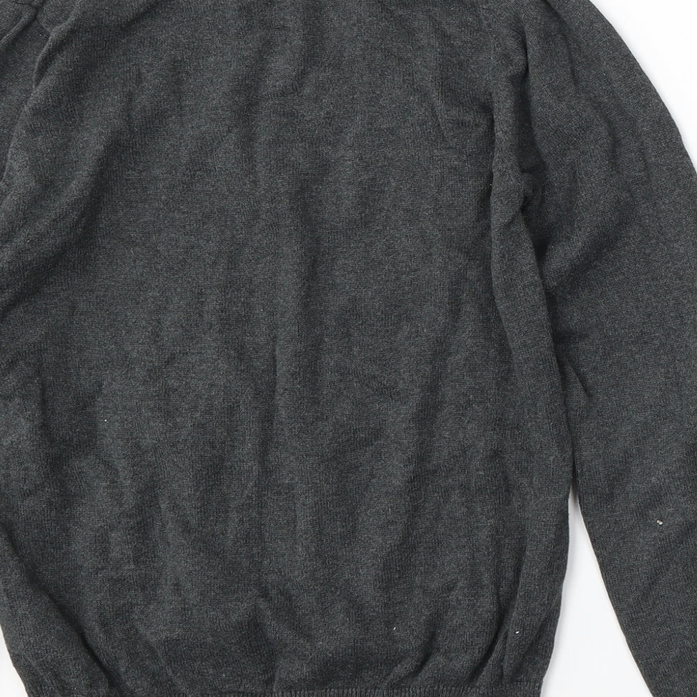 Marks and Spencer Womens Grey V-Neck  Cotton Pullover Jumper Size S