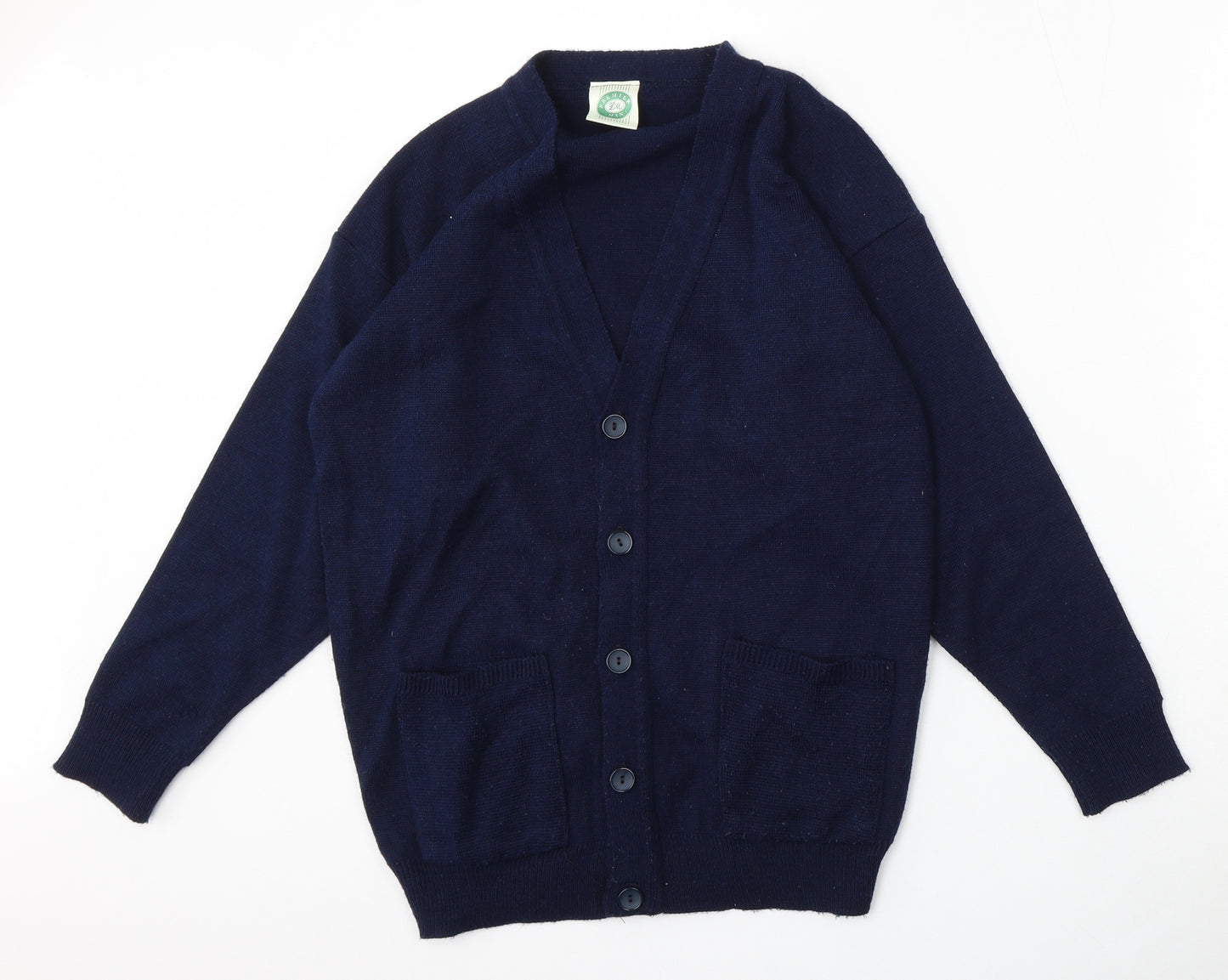 Premier Man Mens Blue V-Neck  Acrylic Cardigan Jumper Size S