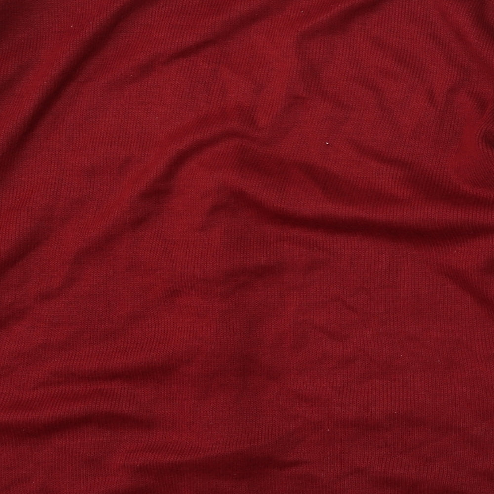Beaumonde Womens Red V-Neck  Acrylic Cardigan Jumper Size L