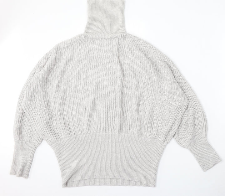 Simply Be Womens Grey Mock Neck Acrylic Pullover Jumper Size M