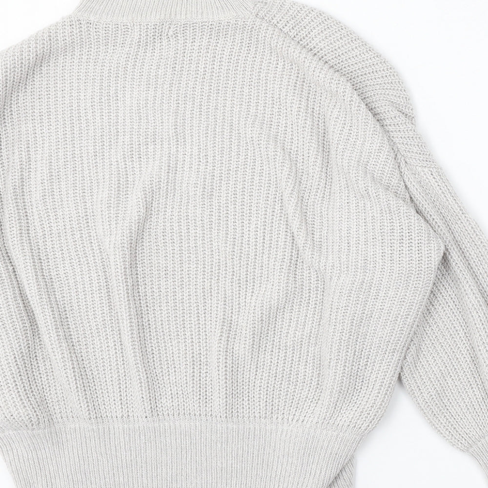 Simply Be Womens Grey Mock Neck  Acrylic Pullover Jumper Size M