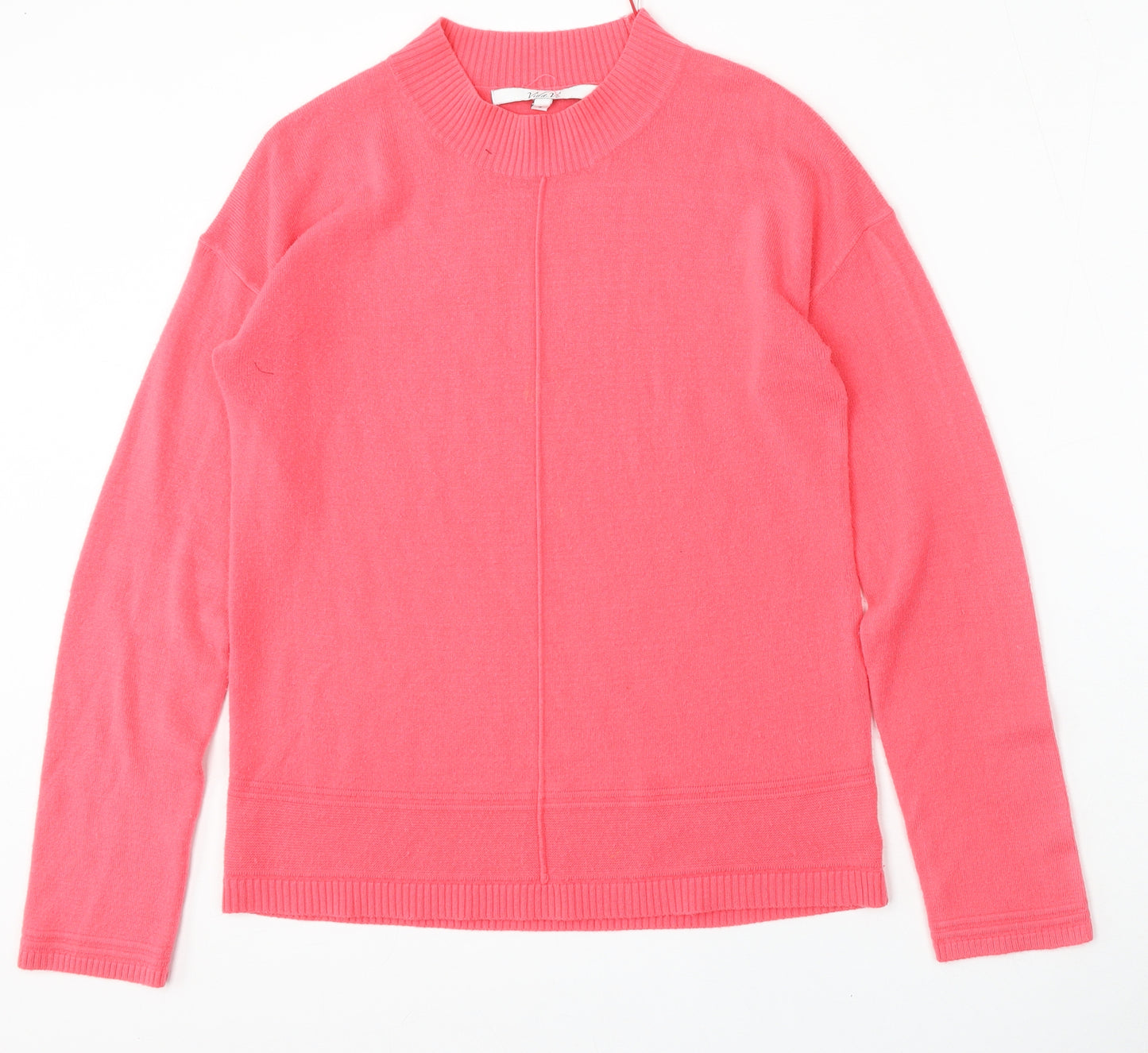 Vida Vi Womens Pink Round Neck  Acrylic Pullover Jumper Size S