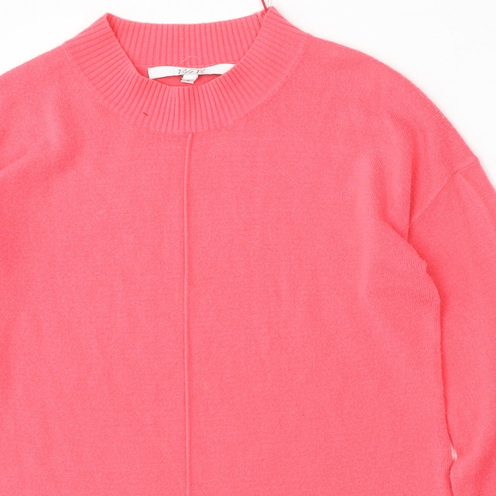 Vida Vi Womens Pink Round Neck  Acrylic Pullover Jumper Size S