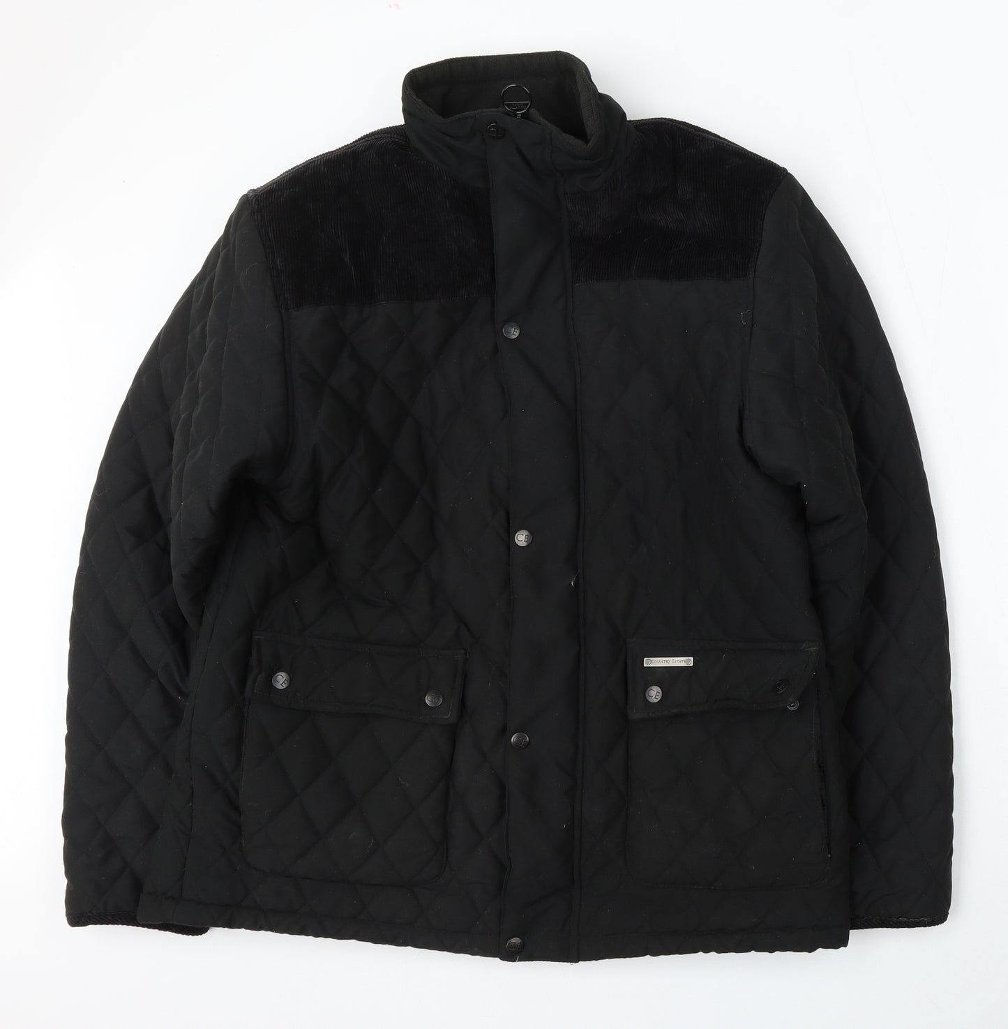 Country Estate Mens Black   Quilted Jacket Size L  Zip