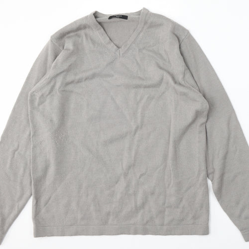 St Michael Womens Grey V-Neck  Acrylic Pullover Jumper Size S