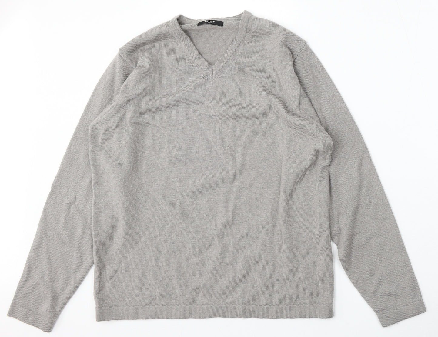 St Michael Womens Grey V-Neck  Acrylic Pullover Jumper Size S