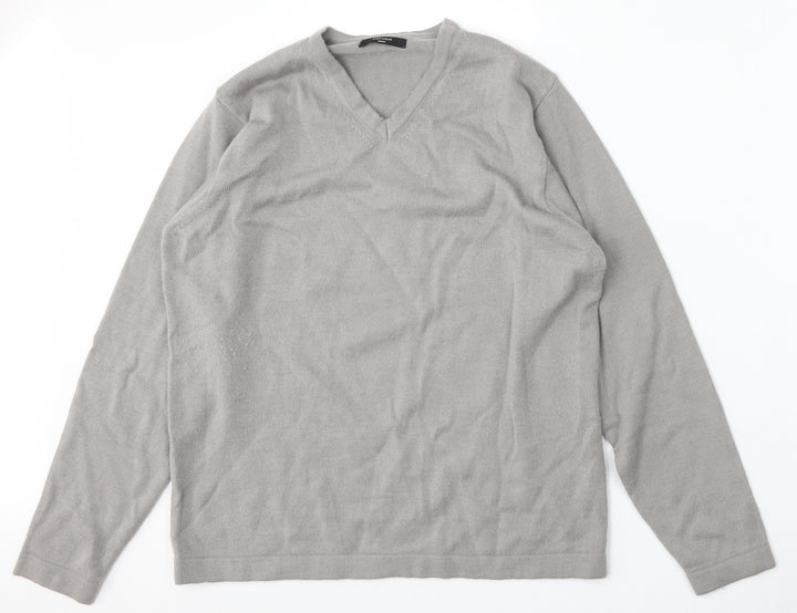 St Michael Womens Grey V-Neck  Acrylic Pullover Jumper Size S