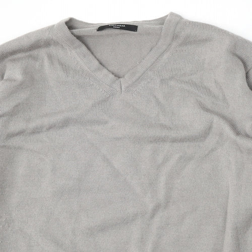 St Michael Womens Grey V-Neck  Acrylic Pullover Jumper Size S